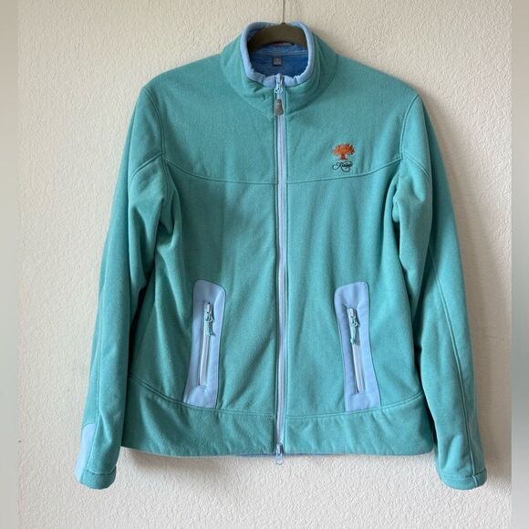 Peter Millar Women’s Fleece Full-Zip Jacket Size M Blue Green Cozy Warmth Layer - Picture 1 of 10